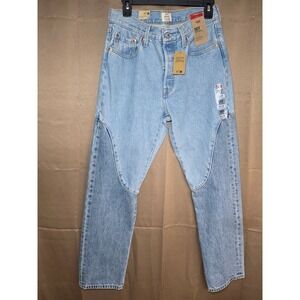 Levi's 501 Orig. High Rise Straight Leg Two Tone Paneled Jeans Light Wash 29x30
